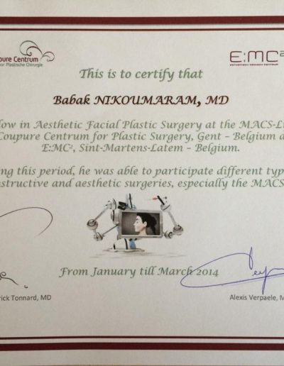 certificate MASC-lift center